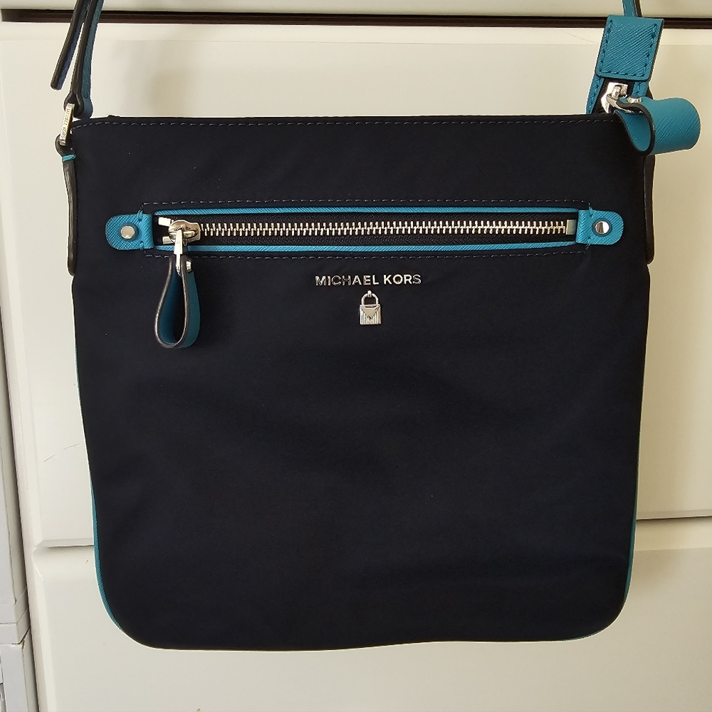 Michael Kors Navy and Teal Crossbody Bag
